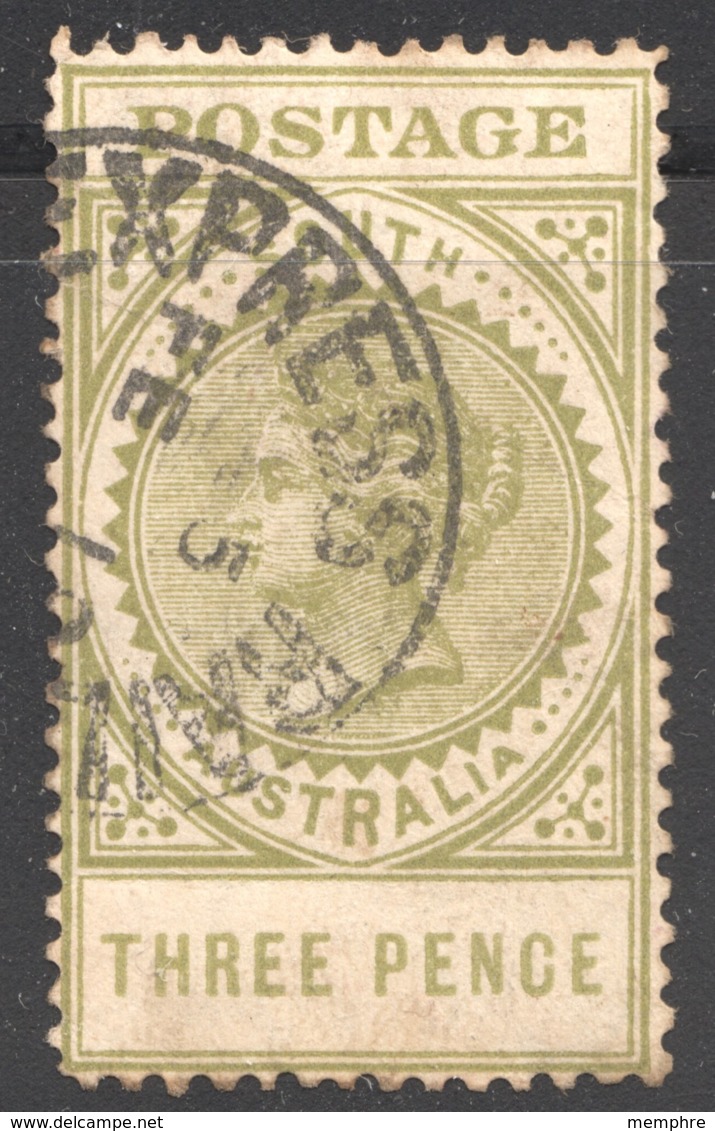 3d.Thick «Postage»  Value 19mm Perf 12½ Deep Olive SG 298c - Used Stamps