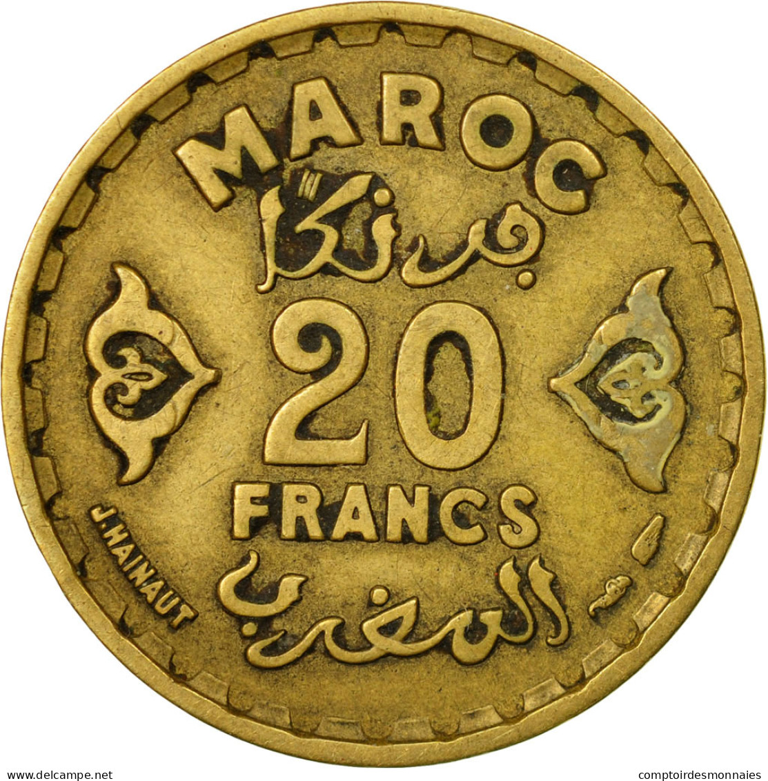 Monnaie, Maroc, Mohammed V, 20 Francs, 1951, Paris, TB+, Aluminum-Bronze, KM:50 - Maroc