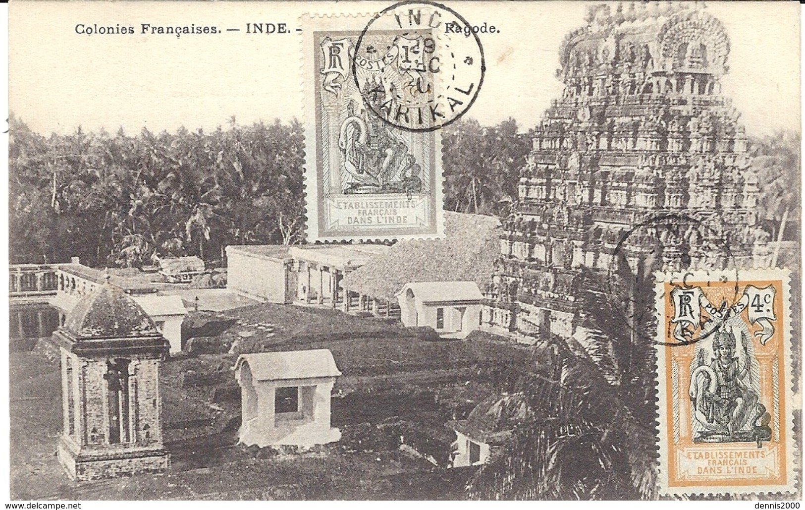 1910 - C P A  De L'Inde Française   Affr. Annulé   Cad INDE / KARIKAL - Briefe U. Dokumente