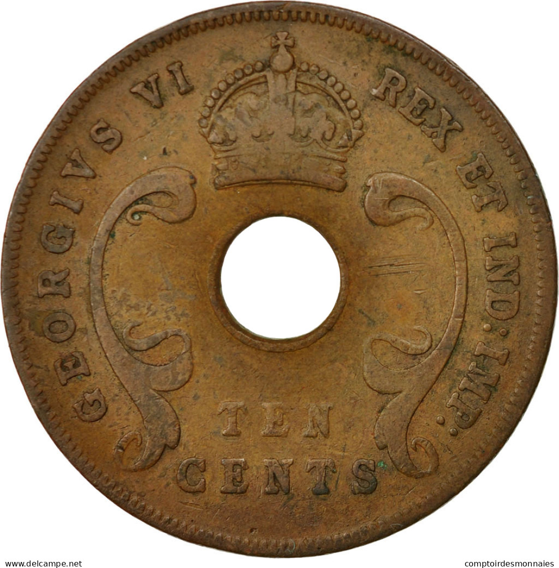 Monnaie, EAST AFRICA, George VI, 10 Cents, 1943, TTB, Bronze, KM:26.2 - Colonie Britannique