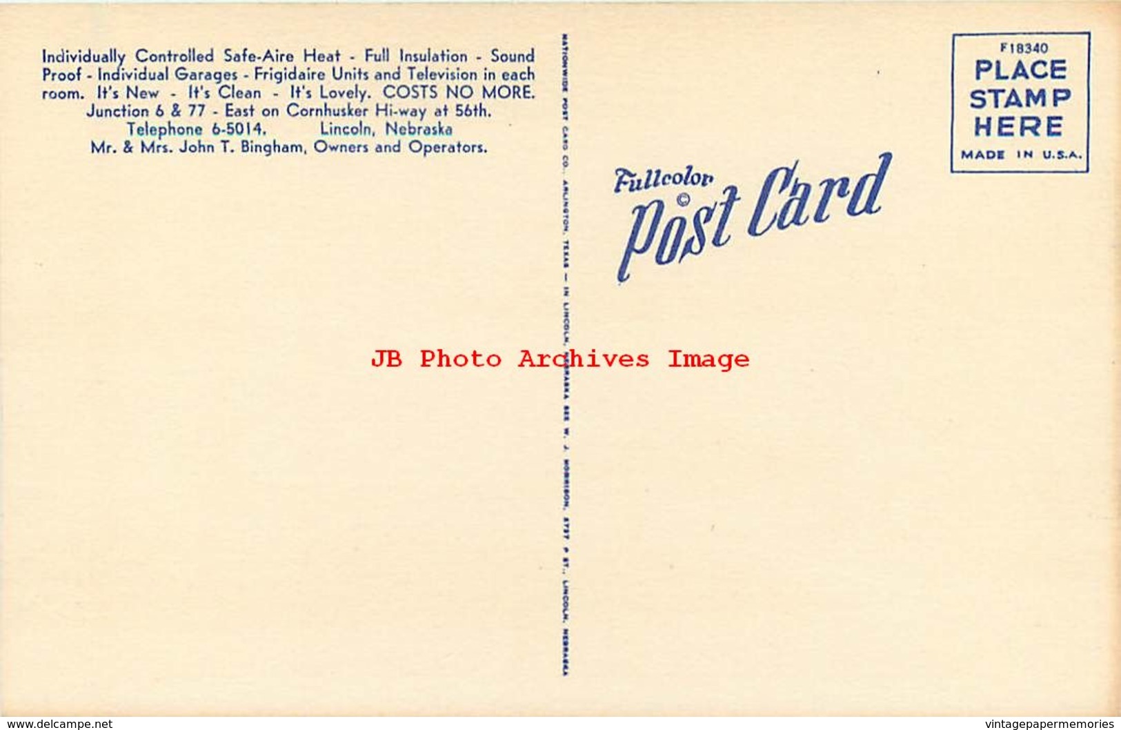 282027-Nebraska, Lincoln, Y Motel, Cornhusker Highway, Nationwide Post Card Co No F18340 - Lincoln
