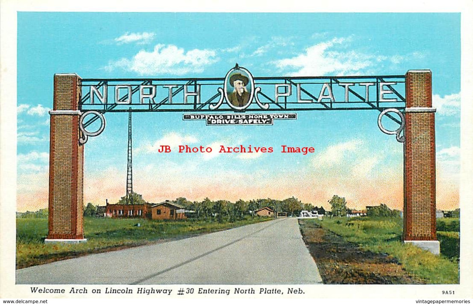 282037-Nebraska, North Platte, Lincoln Highway, Welcome Arch, Curteich No 9A51 - North Platte