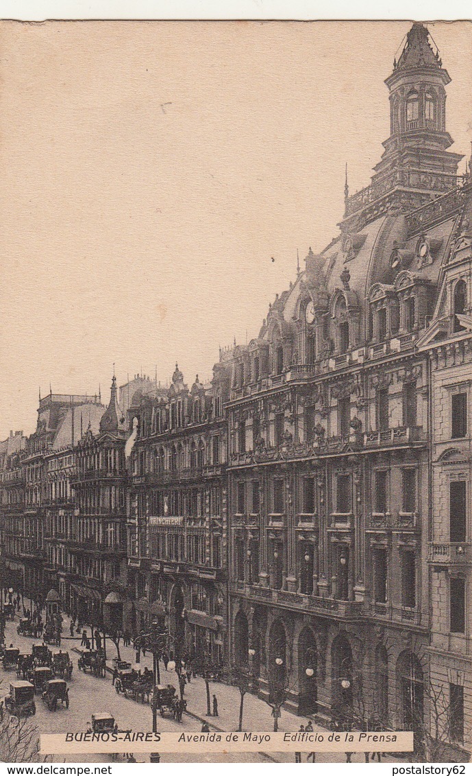 Buenos Aires, Avenida De Mayo. Post Card Used To Italy 1914 - Argentina