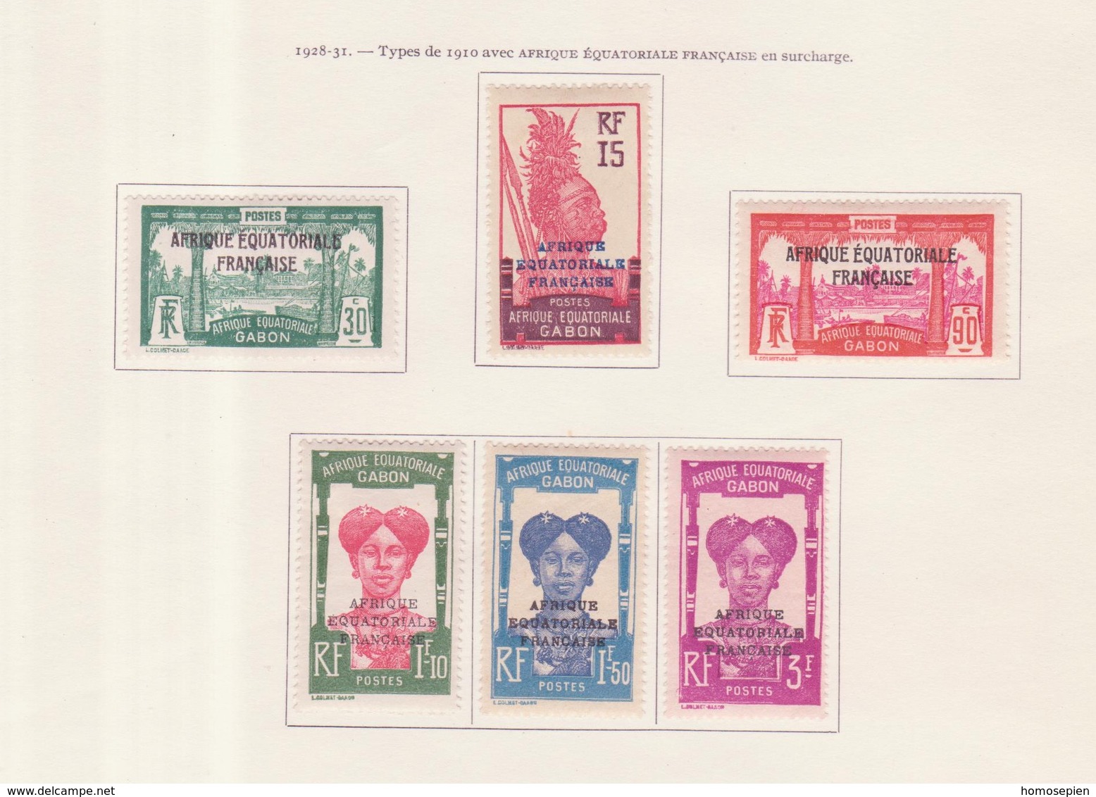 Gabon - Gabun 1928-31 Y&T N°116 à 120 - Michel N°(?) * - Série Afrique équatoriale Gabon - Unused Stamps