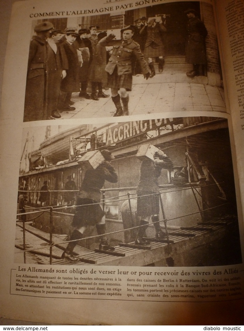 1919 LE MIROIR:Twickenham-Rugby;Aviateur Jules Védrines;Holyead;Naufrage U-118 à Hastings;Panama;Légion à Luxembourg;etc - Français