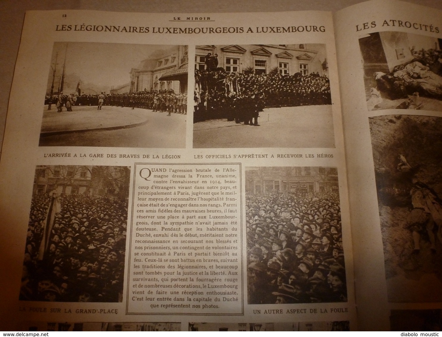 1919 LE MIROIR:Twickenham-Rugby;Aviateur Jules Védrines;Holyead;Naufrage U-118 à Hastings;Panama;Légion à Luxembourg;etc