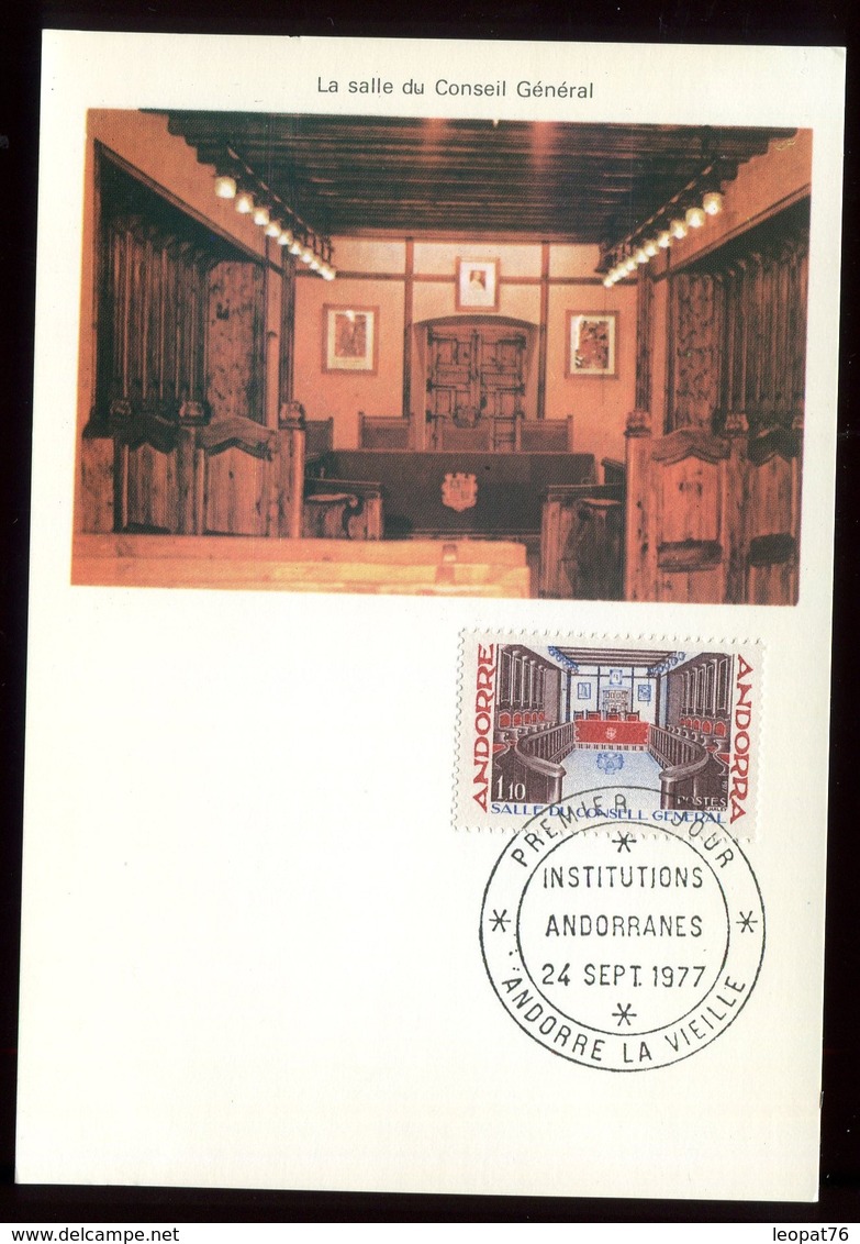 Andorre - Carte Maximum 1977 - Salle Du Conseil Général - O 158 - Maximumkarten (MC)