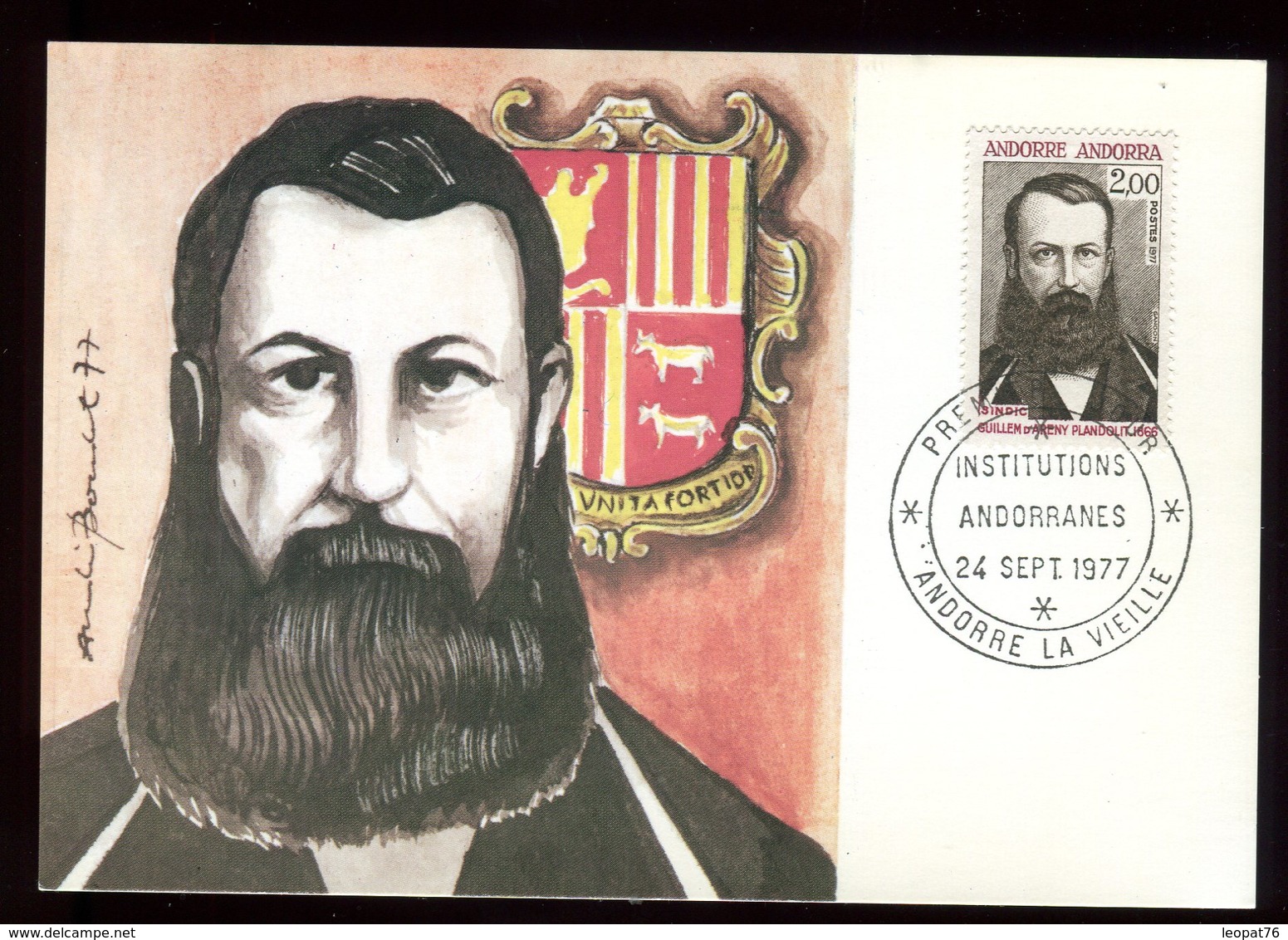 Andorre - Carte Maximum 1977 - Guillon D'Areny Plandolit - O 159 - Maximumkarten (MC)