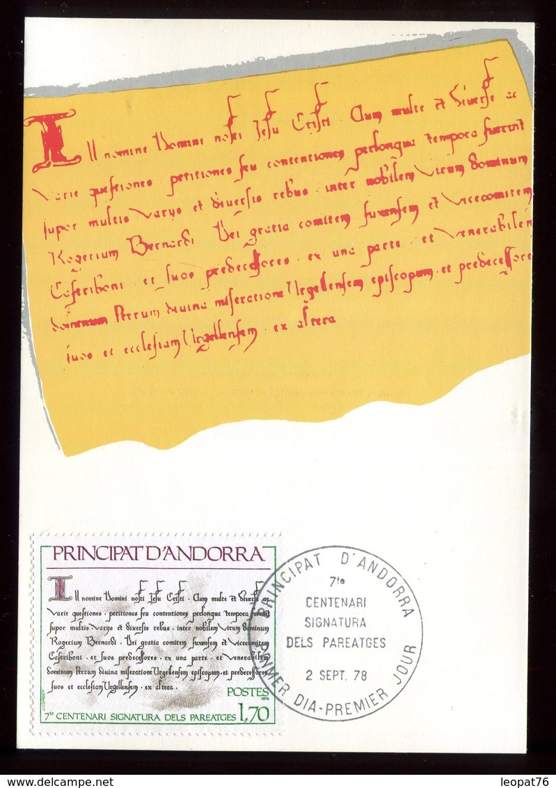 Andorre - Carte Maximum 1978 - Signatures Des Paréages - O 161 - Maximumkarten (MC)