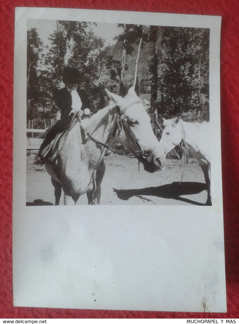 ANTIGUA FOTO FOTOGRAFÍA PHOTO JOVEN NIÑO CON SOMBRERO MONTADO A CABALLO BOY HORSE HORSES Chevaux  PFERDE CAVALLI CAVALLO - Fotografía