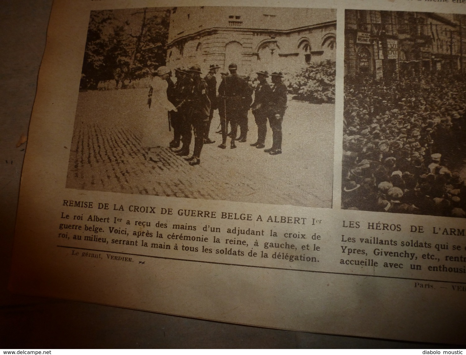 1919 LE MIROIR:Croix Guerre Belge Aux Héros;Fiancés De Landru;D-S-Cross Au Pigeon-voyageur;Peaux-rouges Canada,US;etc - Français