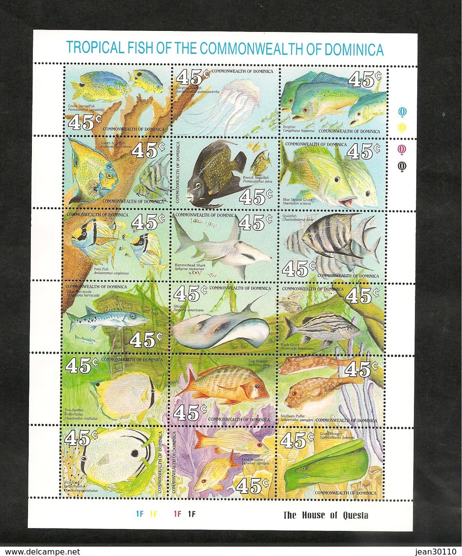 DOMINIQUE : FAUNE MARINE  Année 1990 N°Y/T : 1187/1204**  Côte : 15,00 € - Dominique (1978-...)