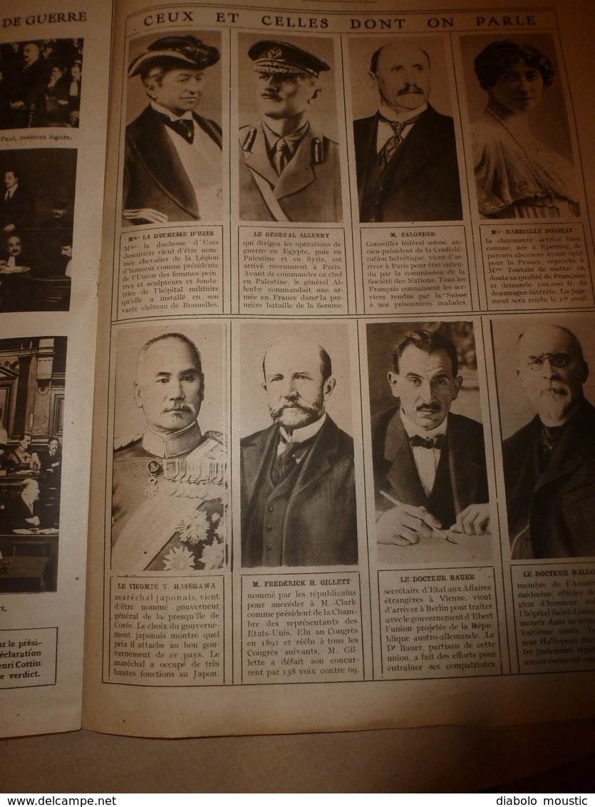 1919 LE MIROIR:Emeute à Berlin;Héroïques Blak soldiers 15e Rgt US;Lenox-Avenue New-York;Ehrenbreitstein;Ostende;etc