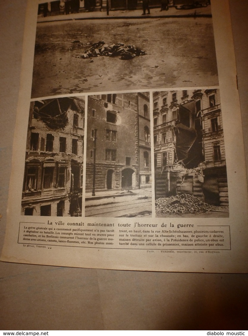 1919 LE MIROIR:Emeute à Berlin;Héroïques Blak soldiers 15e Rgt US;Lenox-Avenue New-York;Ehrenbreitstein;Ostende;etc