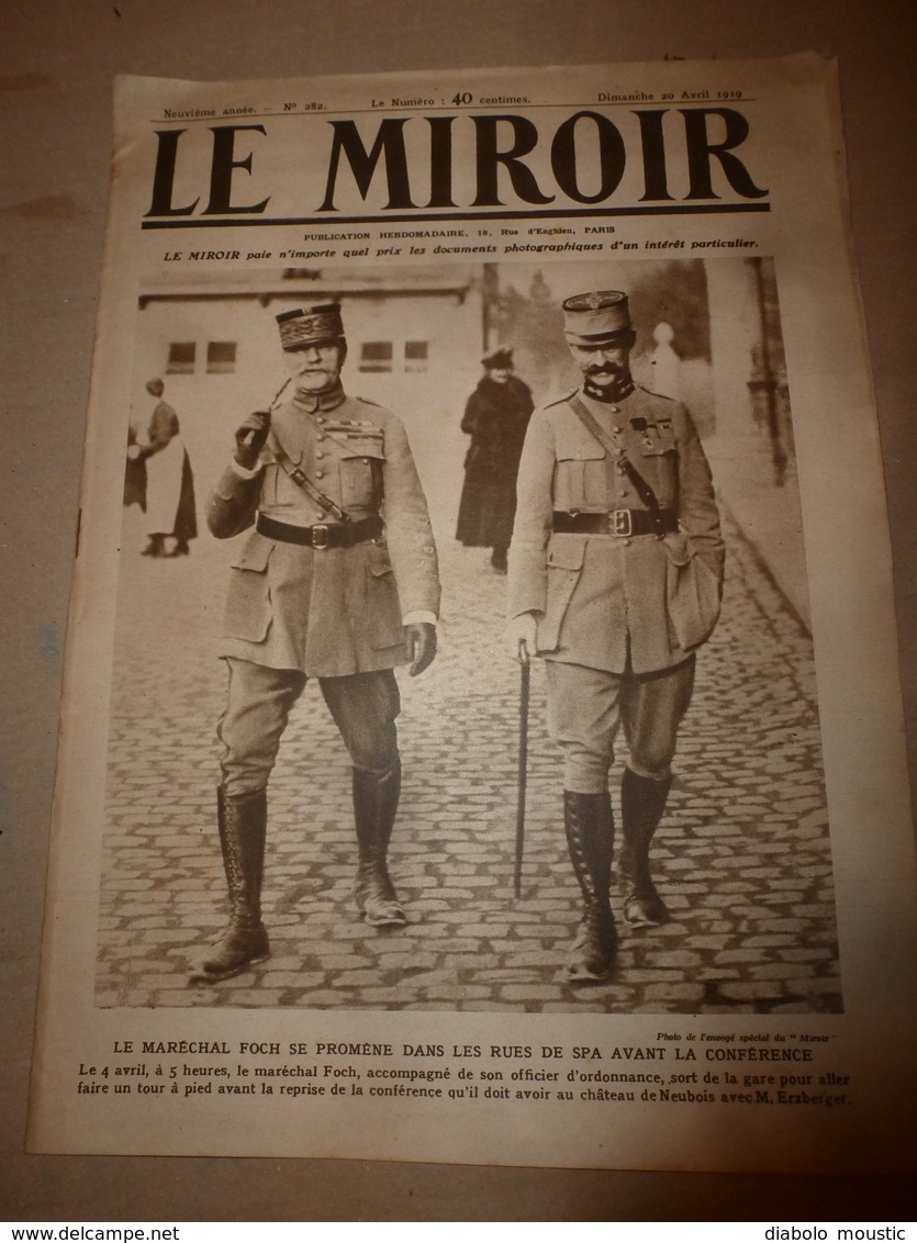 1919 LE MIROIR:Pneus En Bois;Spa;Révolution Russe;Polonais à Posen;La Soupe à Buapest;Jaon;Cameroun Allemand;Arras;etc - Français