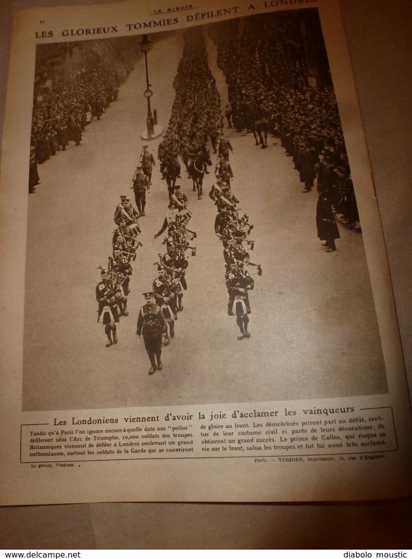 1919 LE MIROIR:Mlle Mourey infirmière-Maj;Hommage aux 23 martyrs d'Anvers;Crimes en Pologne;Wiesbaden;Wexford (irl);etc