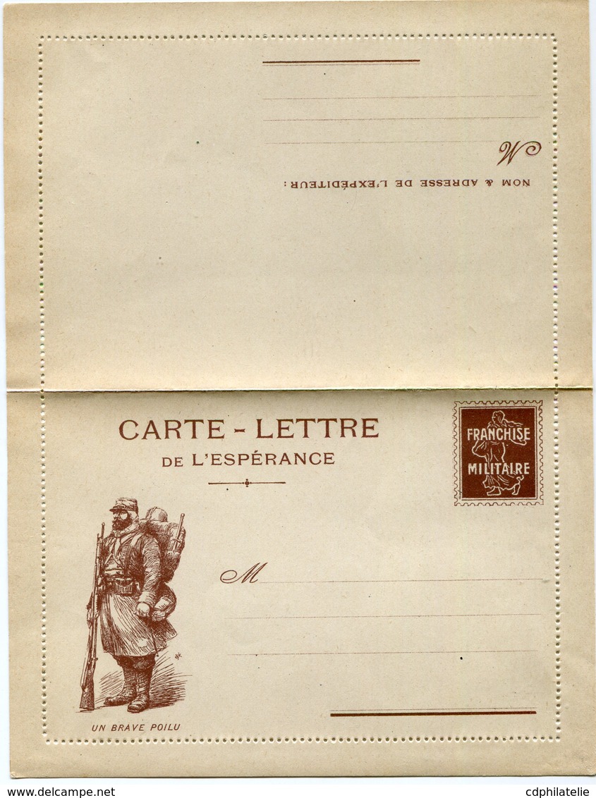 FRANCE CARTE - LETTRE DE L'ESPERANCE NEUVE ILLUSTATION " UN BRAVE POILU " - Lettres & Documents