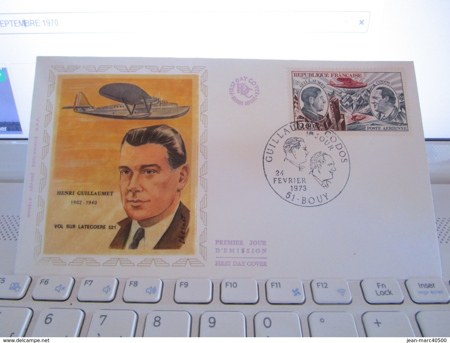 FDC - HENRI GUILLAUMET - VOL SUR LATECOERE - 24 FEVRIER 1973 - 1970-1979