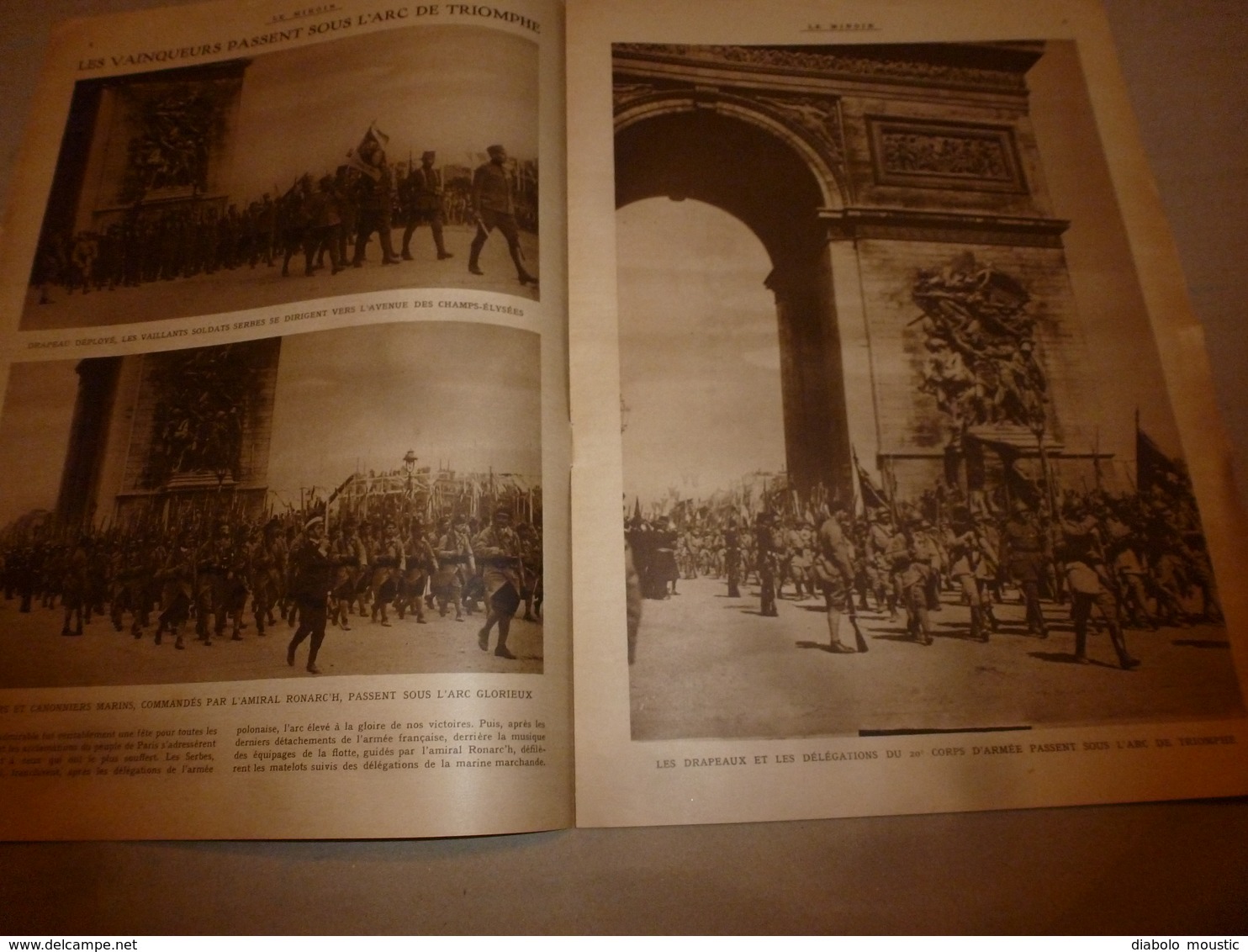 1919 LE MIROIR: Immense Cénotaphe à l'Arc de Triomphe avec les goumiers algériens,marocains et délégations alliées;etc