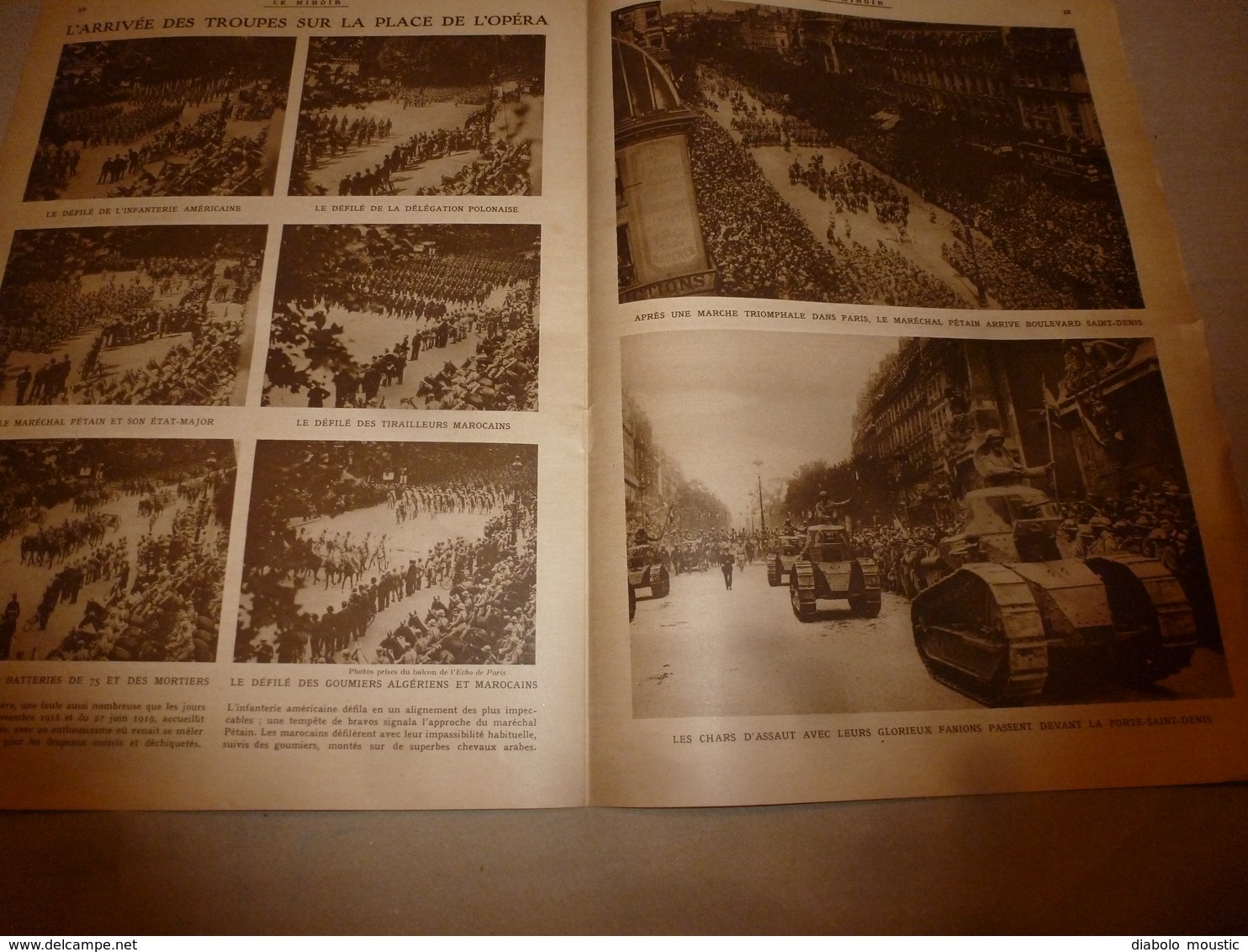 1919 LE MIROIR: Immense Cénotaphe à l'Arc de Triomphe avec les goumiers algériens,marocains et délégations alliées;etc