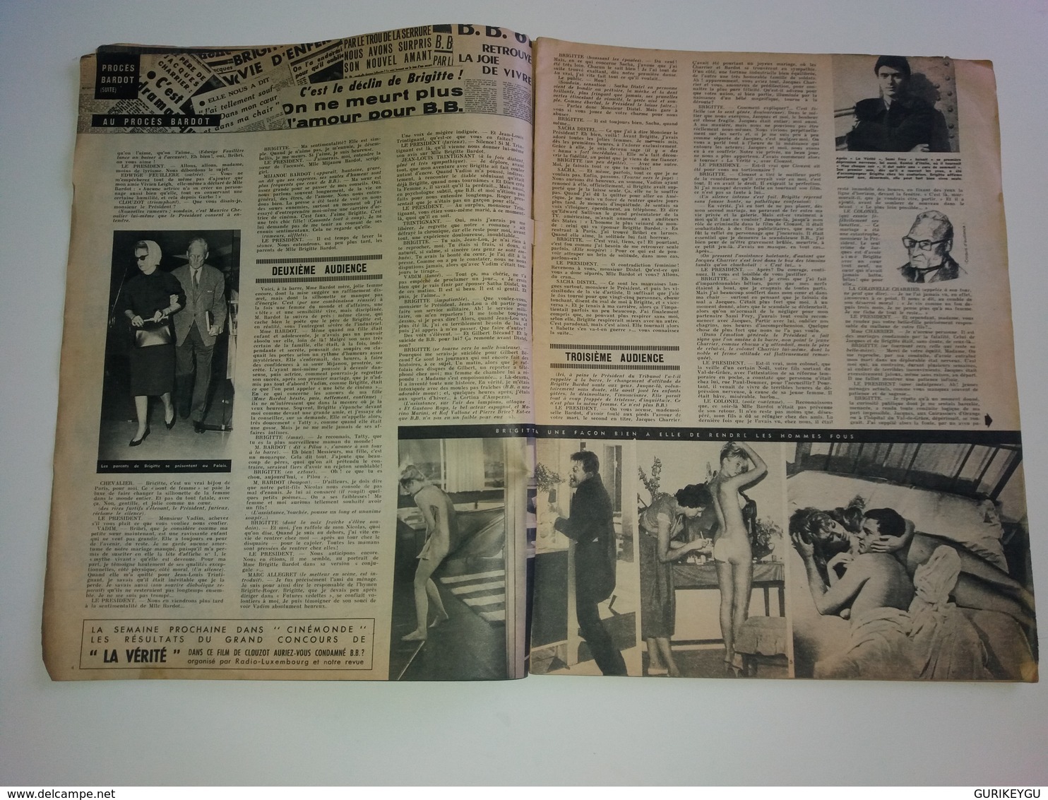 Ciné Monde  N° 1390  BRIGITTE BARDOT 28/03/1961 JEAN MARAIS FRANCIS BLANCHE ROMY SCHNEIDER DELON Simone SIGNORET - People