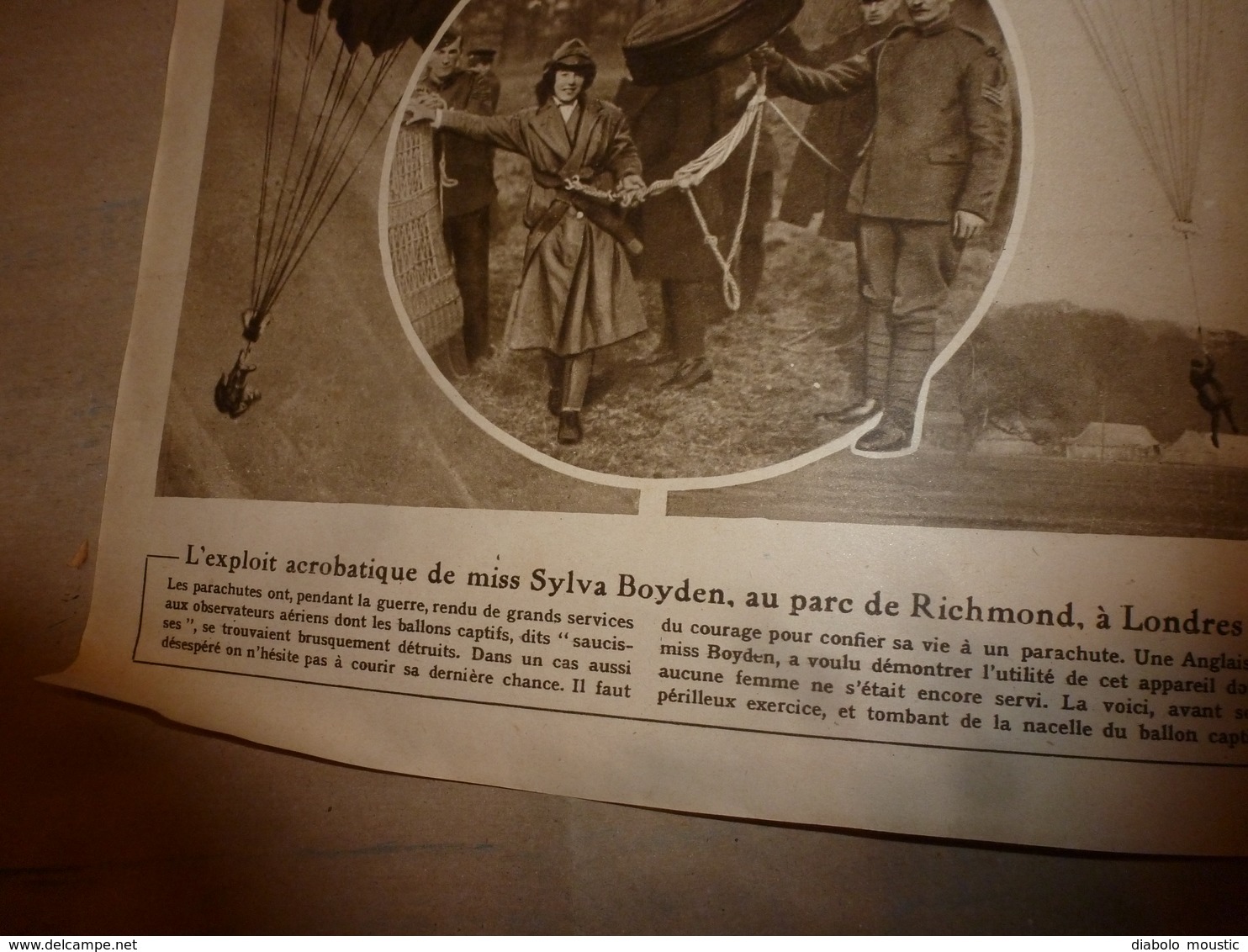 1919 LE MIROIR:Miss Sylvia Boyden Parachutiste;FURIOUS-Royal-Navy;Martyres-Beyrouth;New-York;Handley-Page;Pilote Roget - Frans