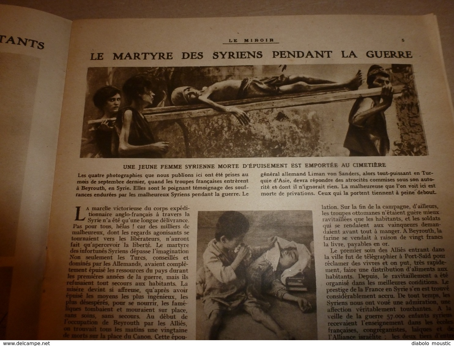 1919 LE MIROIR:Miss Sylvia Boyden parachutiste;FURIOUS-Royal-Navy;Martyres-Beyrouth;New-York;Handley-Page;Pilote Roget