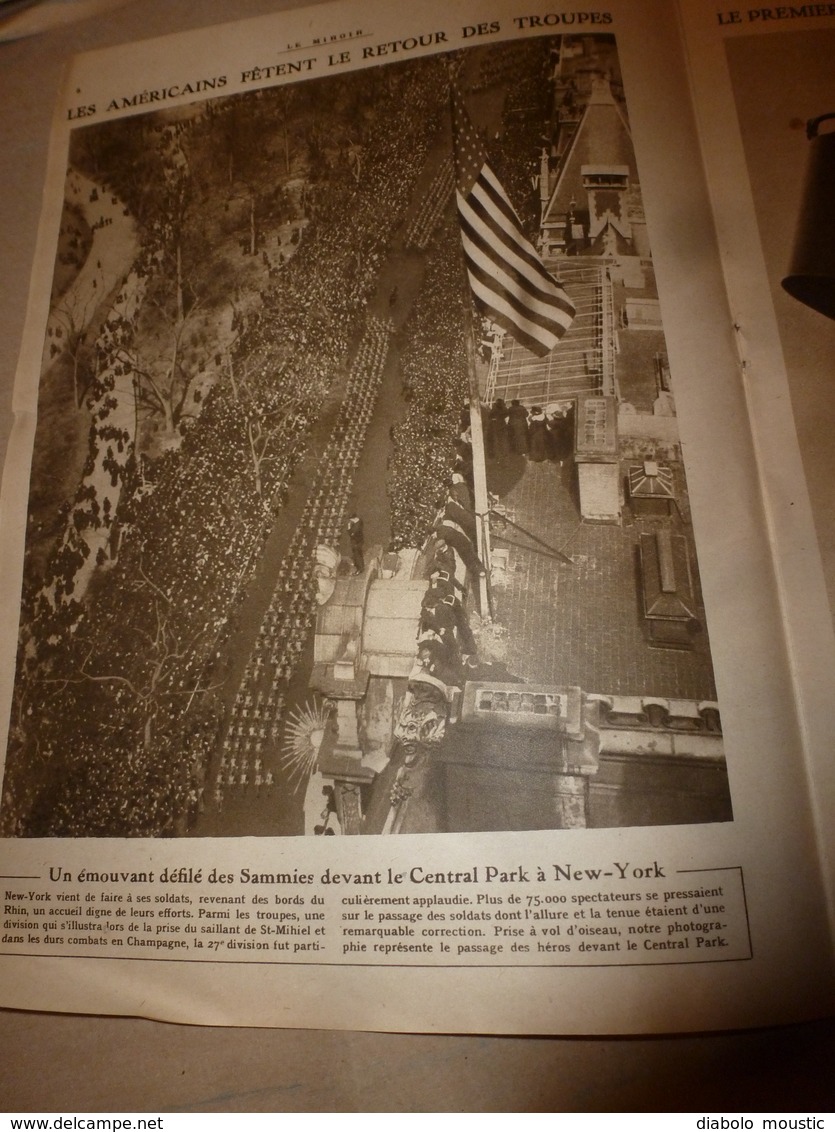 1919 LE MIROIR:Miss Sylvia Boyden parachutiste;FURIOUS-Royal-Navy;Martyres-Beyrouth;New-York;Handley-Page;Pilote Roget