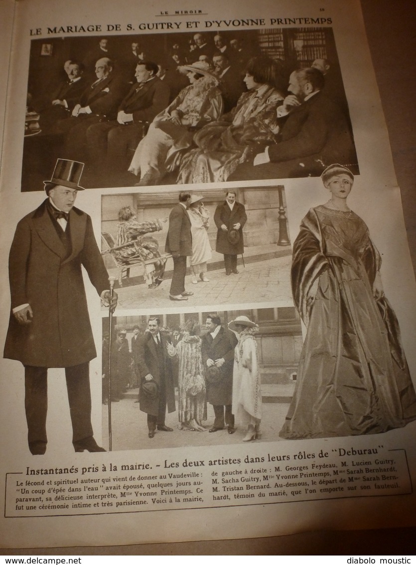 1919 LE MIROIR:Miss Sylvia Boyden parachutiste;FURIOUS-Royal-Navy;Martyres-Beyrouth;New-York;Handley-Page;Pilote Roget