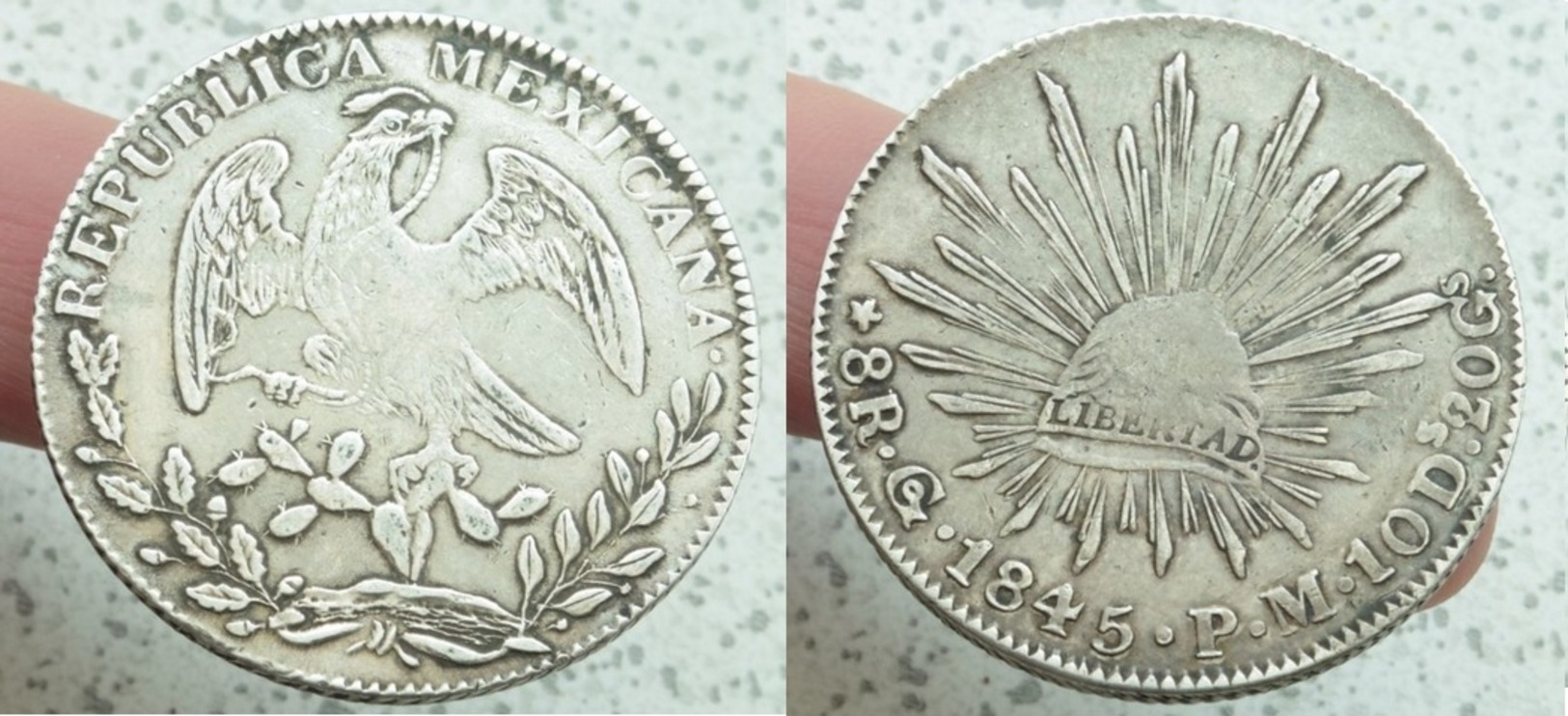 8 REALES 1845  Argent SILVER REPUBLICA MEXICANA Nice Condition - México