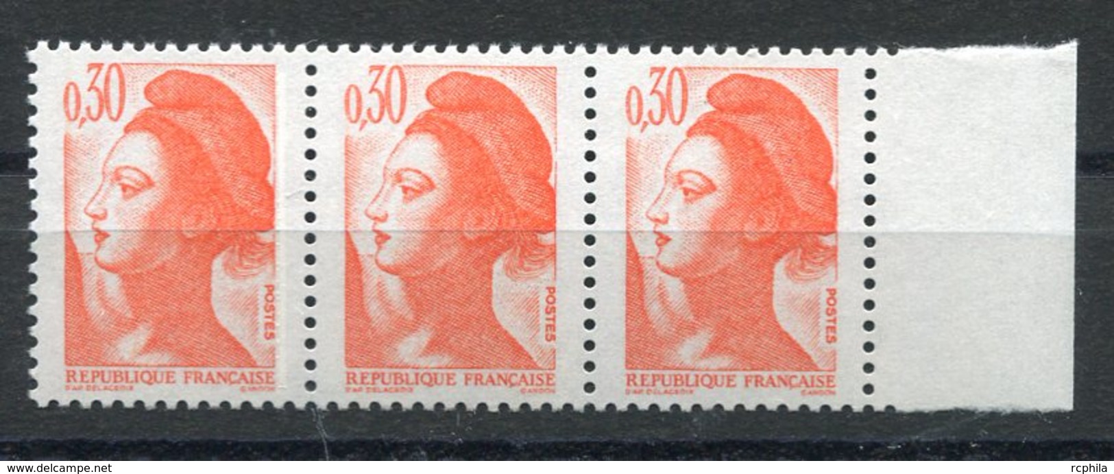 RC 10154 FRANCE N° 2182 - 0,30 ORANGE VARIÉTÉ SANS PHOSPHORE SUR LES 2 TIMBRES DE DROITE COTE 300€ NEUF ** MNH TB - 1982-1990 Liberté De Gandon