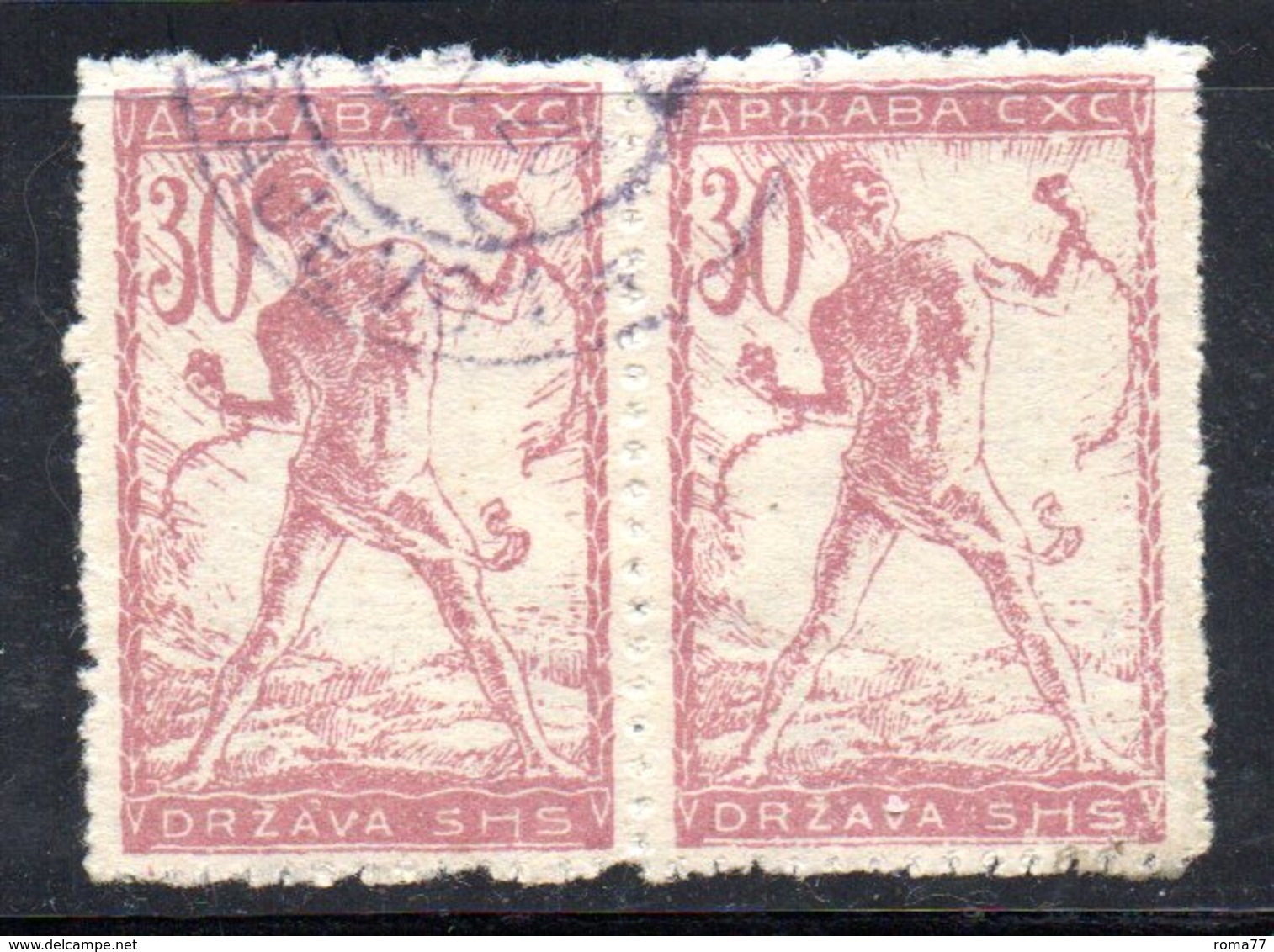 YUG31A - YUGOSLAVIA 1919 ,  Emissione Di Lubiana : 30 Heller Coppia Usata - Used Stamps