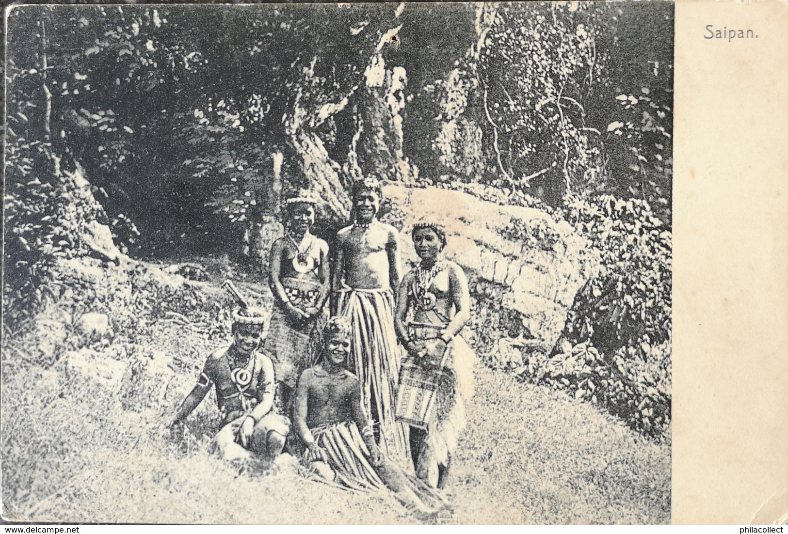 Saipan (Micronesia) Local  Tribal People // PINHOLE! 19?? Very Rare - Micronesië