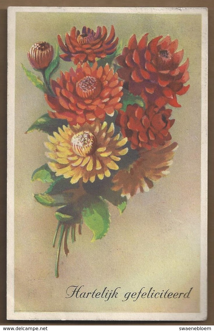 NL.- Hartelijk Gefeliciteerd. Bloemen. 1941. - Bloemen