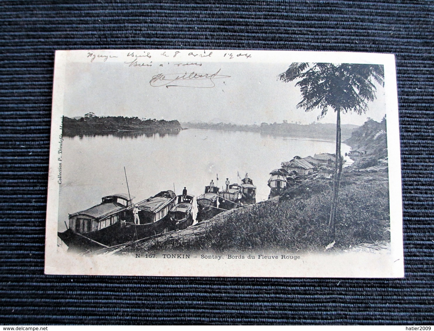 TONKIN - Sontay Bords Du Fleuve Rouge Avec Nombreuses Embarcations  - Timbre & Cachet De 1904 - Viêt-Nam