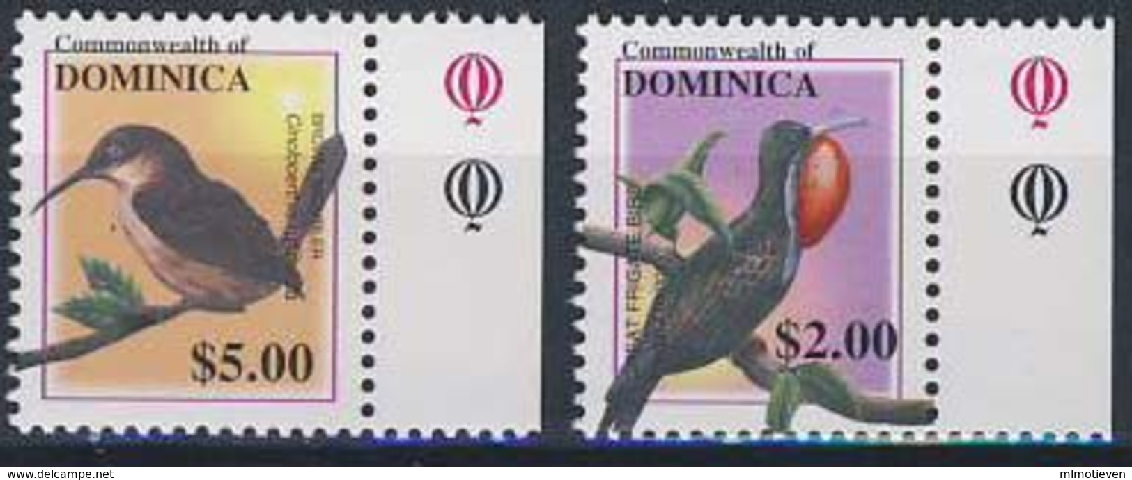 MDB-BK4-471-5 MINT ¤ DOMINICA 2001 2w In Serie (HOGE WAARDE $5.-+$2.-) ¤ - OISEAUX - BIRDS - PAJAROS - VOGELS - VÖGEL - - Zangvogels