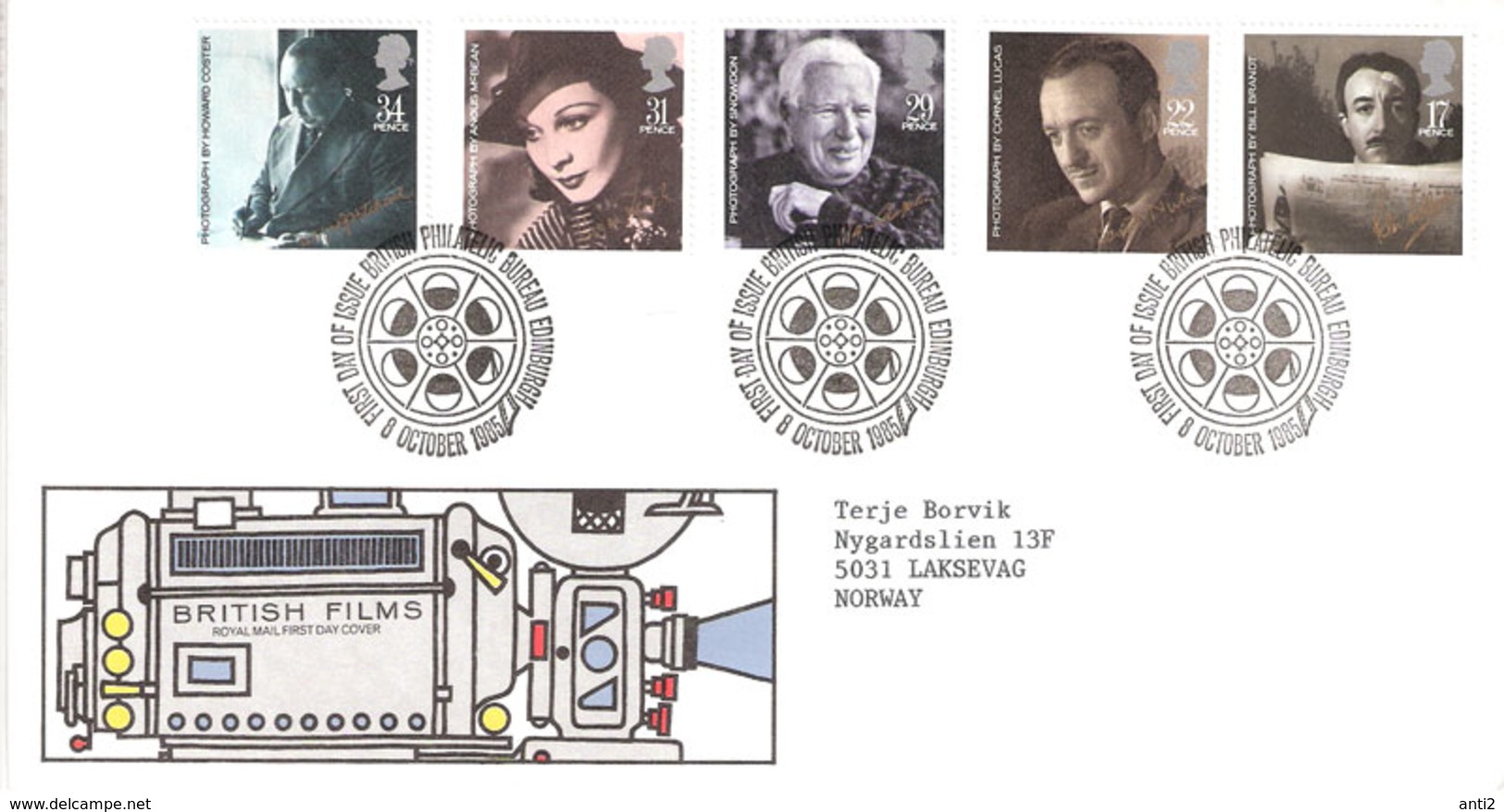 Great Britain 1985 British Films Mi 1044-1048 FDC - Covers & Documents