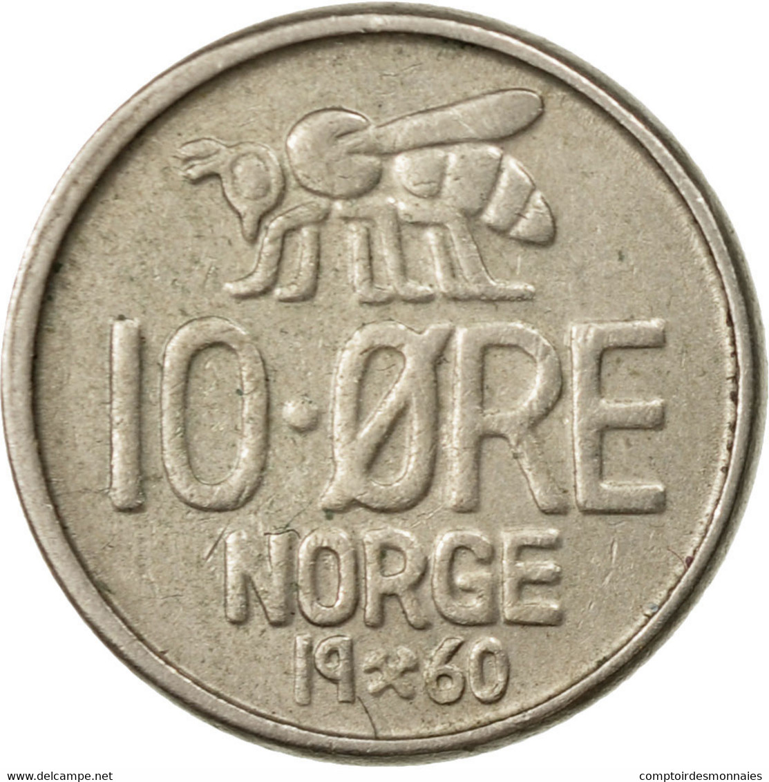 Monnaie, Norvège, Olav V, 10 Öre, 1960, TTB, Copper-nickel, KM:411 - Norvège