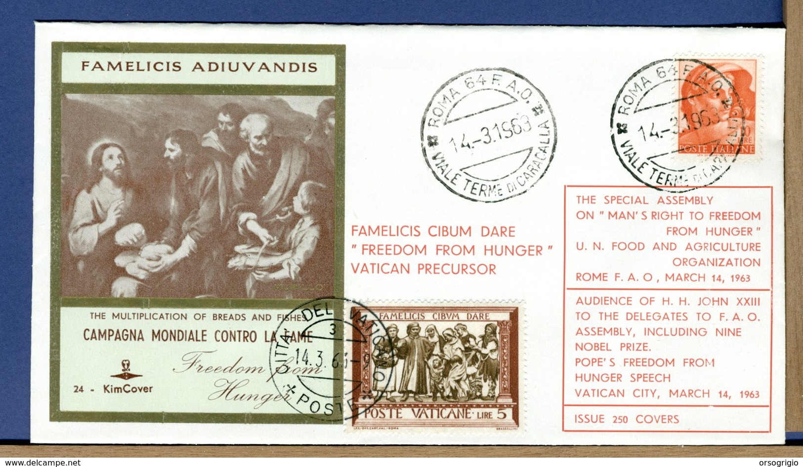 ITALIA - 14.3.1963 - ROMA - CAMPAGNA CONTRO LA FAME - UDIENZA GIOVANNI XXIII AI DELEGATI FAO    RR  LUSSO - Contre La Faim