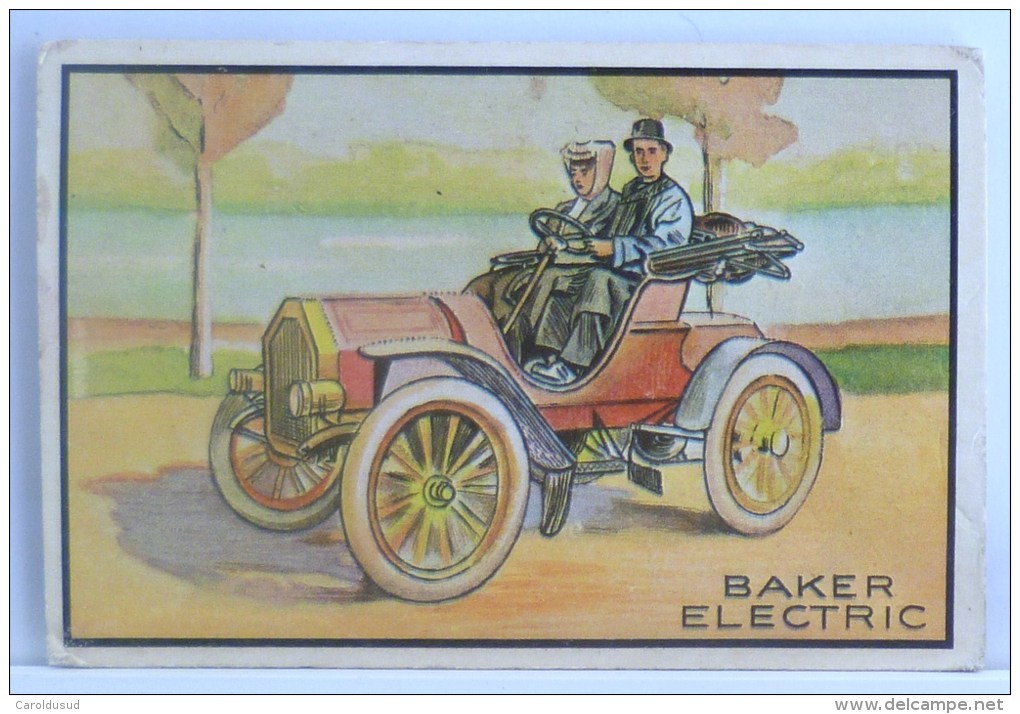 CHROMO Systeme ORIGINAL COLLECTOR N° 28 ANTIQUE AUTO BAKER ELECTRIC DOS Litho IMAGE 3D BOWMAN GUM B.G.H.L.I. 1953 U.S.A. - Automobili