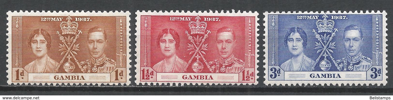 Gambia 1937. Scott #129-31 (M) Queen Elizabeth And King George VI * Complet Set - Gambia (...-1964)