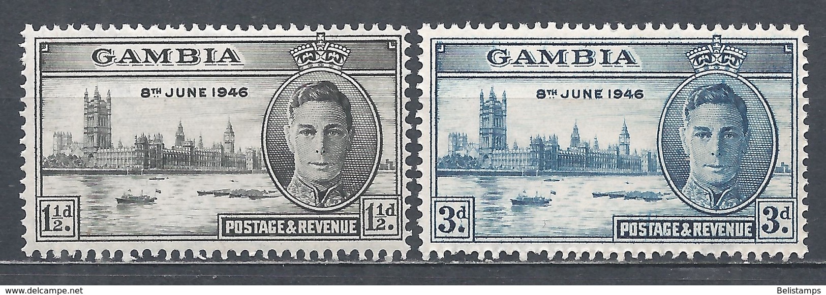 Gambia 1946. Scott #144-5 (M) King George VI And Parliament Buildings, London * Complet Set - Gambia (...-1964)