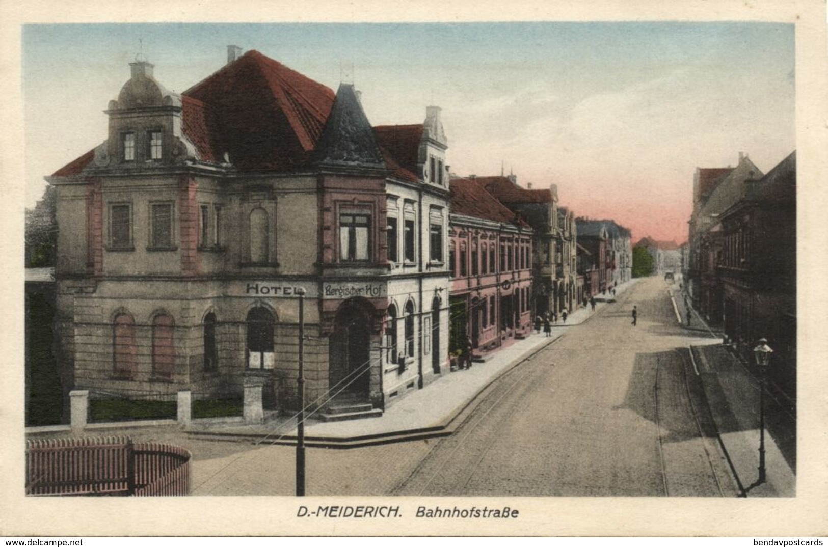 MEIDERICH, Duisburg, Bahnhofstrasse, Hotel Bergischer Hof (1920s) AK - Duisburg