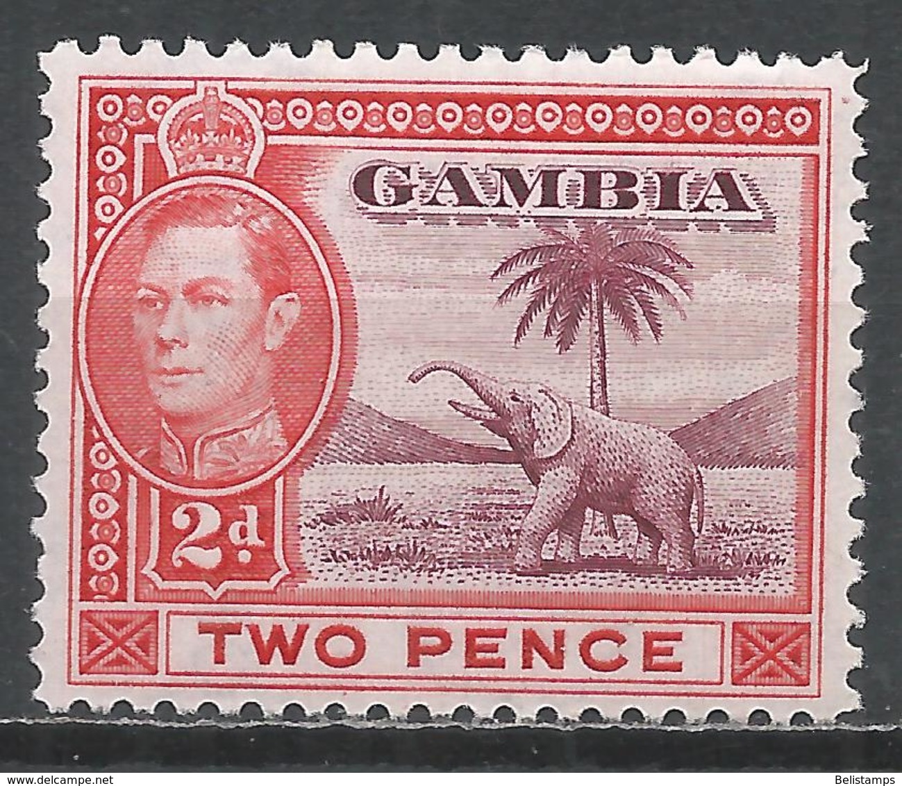 Gambia 1943. Scott #135A (M) King George VI And Elephant * - Gambia (...-1964)