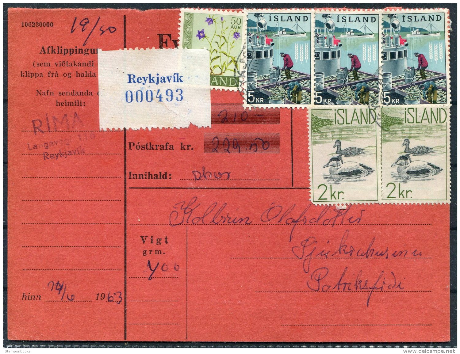 1963 Iceland Pacelcard Reykjavik - Briefe U. Dokumente