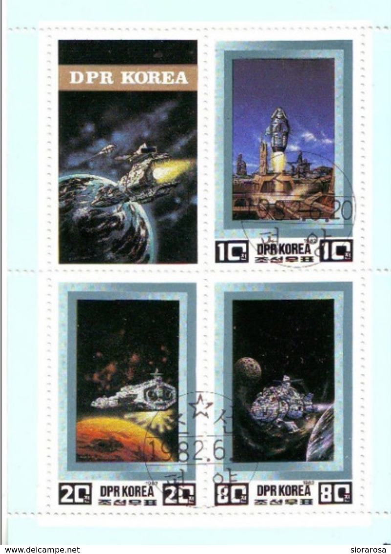 DPR KOREA 1982 Sc. 2197 Spazio Satelliti Astronautica Astronomia Foglietto Sheets Perf. - Corea Del Nord