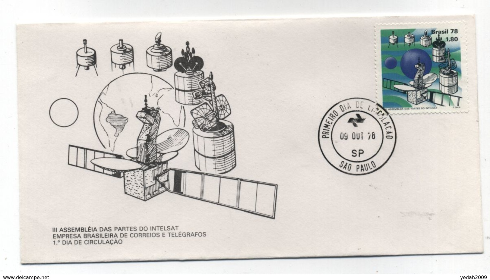 Brazil ASSEMBLY OF PARTS INTELSAT SATELLITE FDC 1978 - América Del Sur