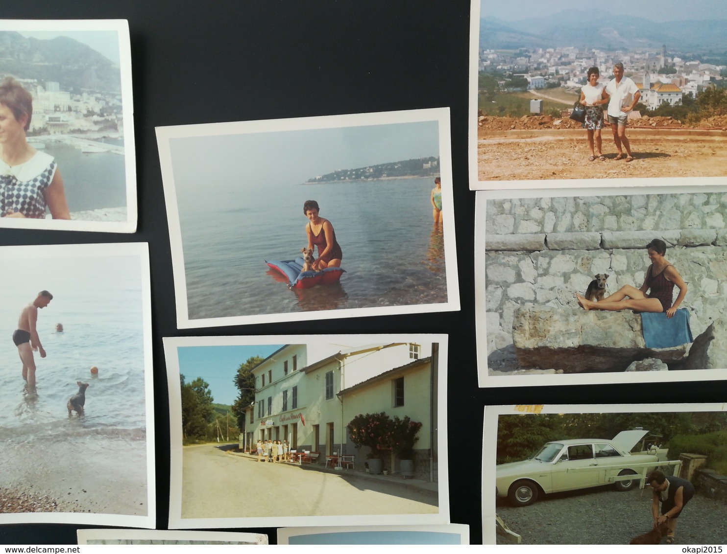 MENTON FRANCE SAN REMO ITALIE PLAGE MER MAILLOTS LOT 16 PHOTOS COULEURS RECTANGULAIRES BORDS BLANCS ANNÉES 1960  -  1970