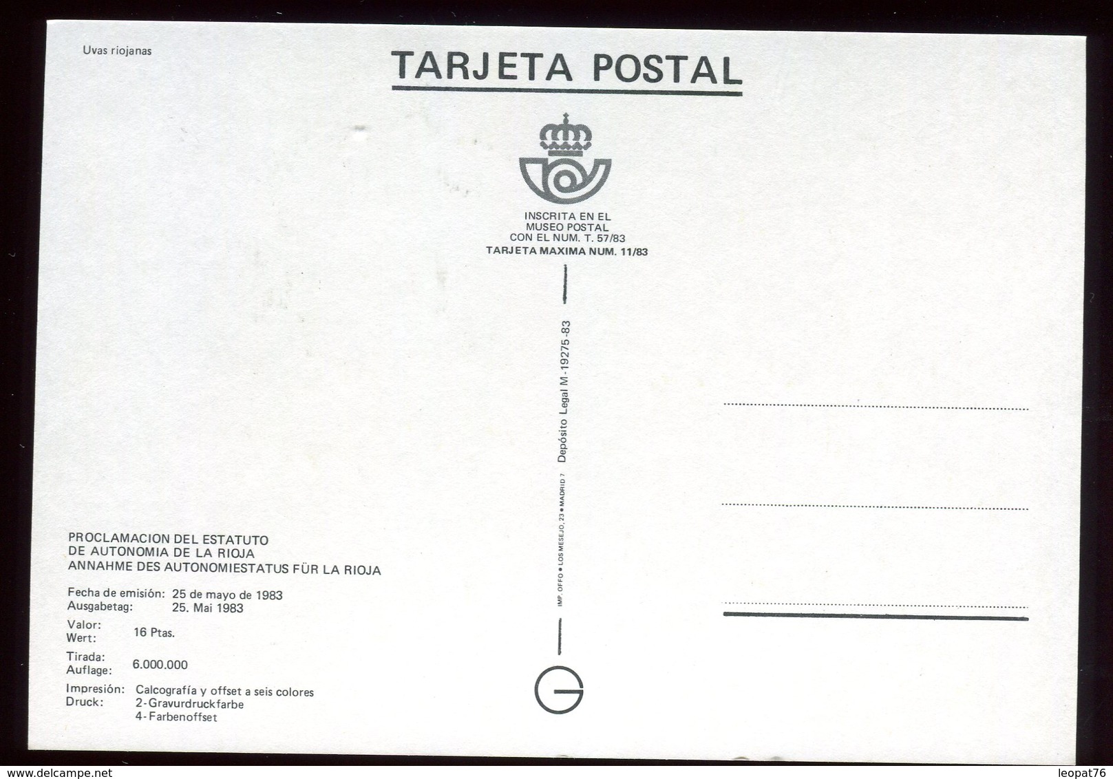 Espagne - Carte Maximum 1983 - Fruits - Raisin - O 206 - Tarjetas Máxima