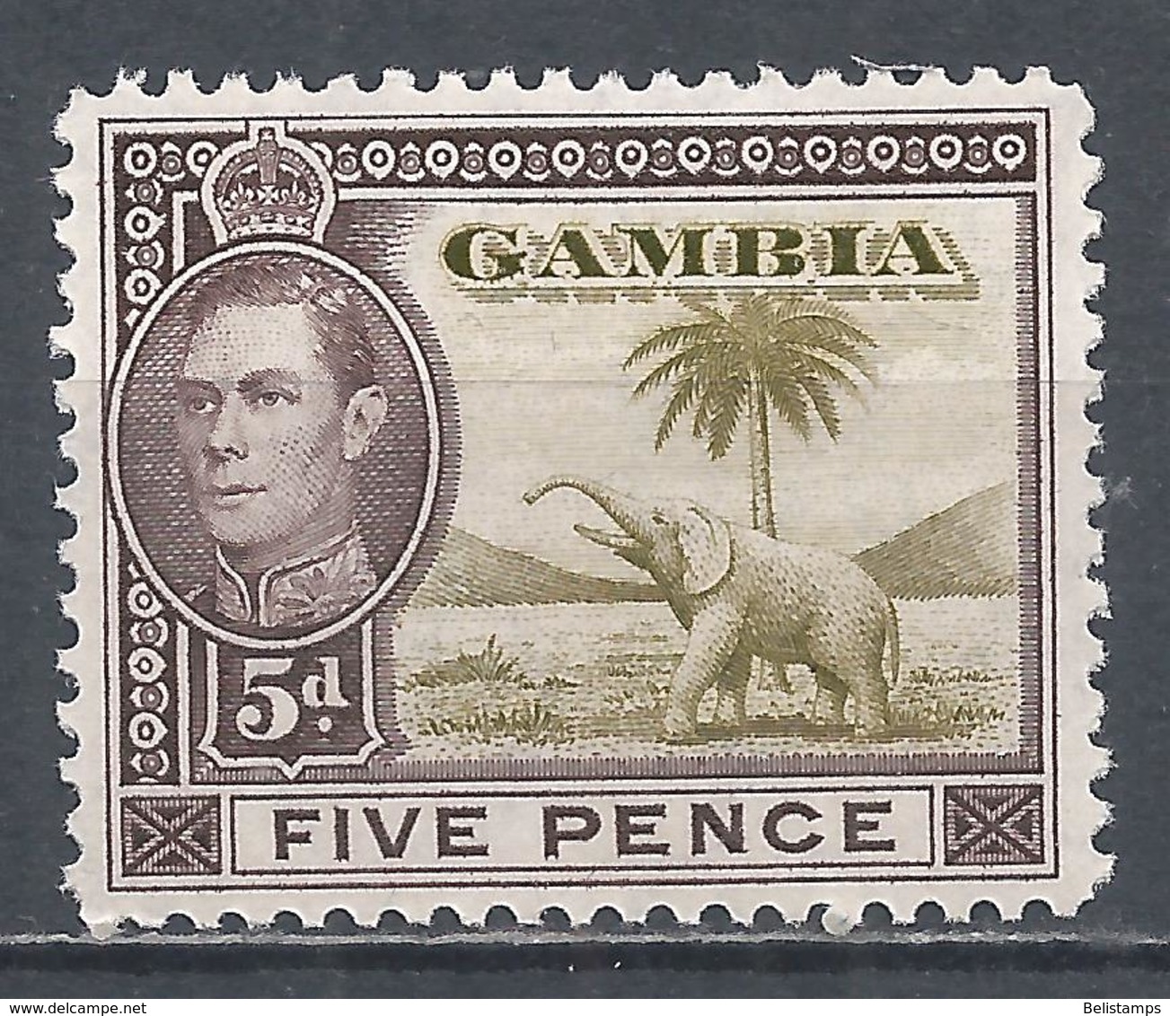 Gambia 1941. Scott #136A (M) King George VI And Elephant * - Gambia (...-1964)